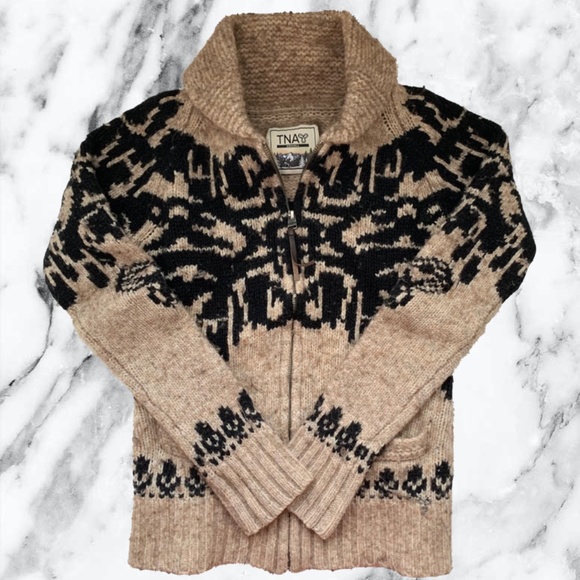 TNA Black & Taupe Lambswool Sweatshirt - Picture 1 of 7